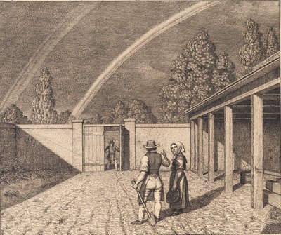 Un doppio arcobaleno. Illustrazione per "Linearperspectiven", Tavola V da Christoffer Wilhelm Eckersberg