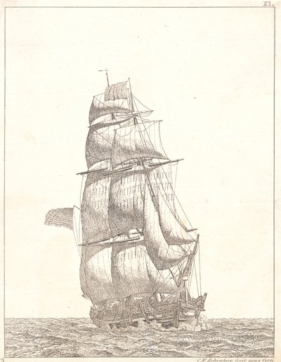 Una brigantina nordamericana da Christoffer Wilhelm Eckersberg