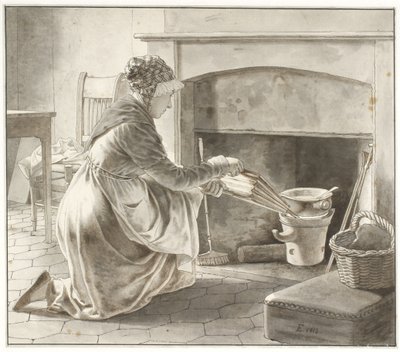 Il cibo è preparato. La padrona di casa di Eckersberg a Parigi (?) da Christoffer Wilhelm Eckersberg