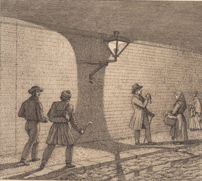 Scena di strada alla luce della lanterna. Illustrazione per "Prospettiva lineare", Tavola VIII da Christoffer Wilhelm Eckersberg