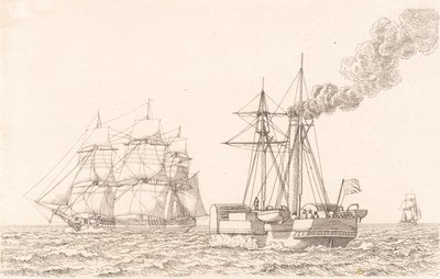 Battello a vapore e nave a vela da Christoffer Wilhelm Eckersberg