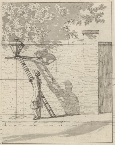 Prospettiva lineare applicata alla pittura - Tavola VI. Il lampione sulla parete del giardino, luce diurna da Christoffer Wilhelm Eckersberg
