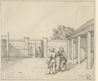 Prospettiva lineare applicata alla pittura - Bozza per versione non utilizzata della Tavola V,2 - Arcobaleno sopra il cortile da Christoffer Wilhelm Eckersberg