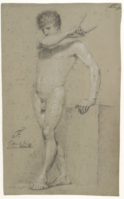 Modello maschile in piedi, profilo a sinistra da Christoffer Wilhelm Eckersberg