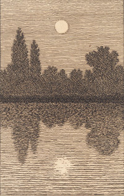 Chiaro di luna su un lago. Illustrazione per "Linearperspectiven", Tavola IV da Christoffer Wilhelm Eckersberg