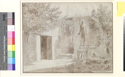 Parte probabilmente dal giardino di Palazzo Barberini con statua romana di Antinoo in stile egiziano, Roma da Christoffer Wilhelm Eckersberg