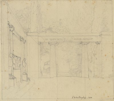 Parte del giardino di Villa Borghese con Porta Egiziana, Roma da Christoffer Wilhelm Eckersberg