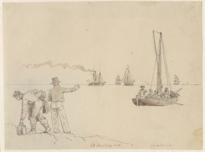 Passeggeri sbarcati sulla nave a vapore Caledonia da Christoffer Wilhelm Eckersberg