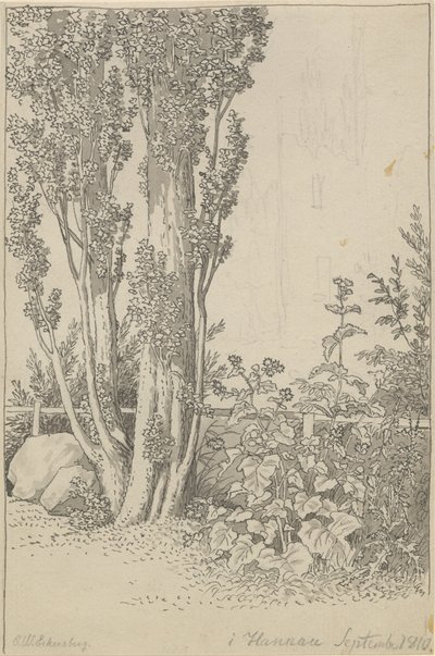 Pioppi e piante selvatiche a Hannau da Christoffer Wilhelm Eckersberg
