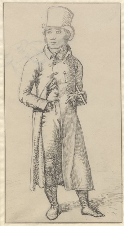 Ritratto di un uomo in piedi con un bastone sotto il braccio sinistro da Christoffer Wilhelm Eckersberg