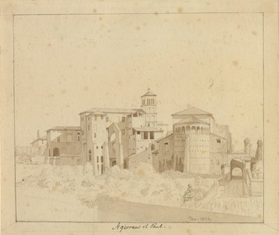 SS. Giovanni e Paolo visti da Piazza S. Gregorio, Roma da Christoffer Wilhelm Eckersberg