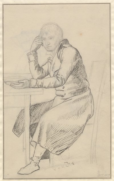 Uomo seduto a un tavolo da Christoffer Wilhelm Eckersberg