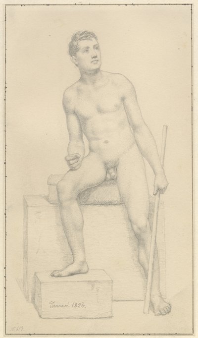 Modello maschile nudo seduto da Christoffer Wilhelm Eckersberg