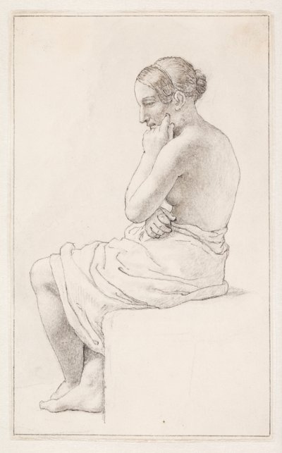 Studio di una donna seduta semi-nuda da Christoffer Wilhelm Eckersberg