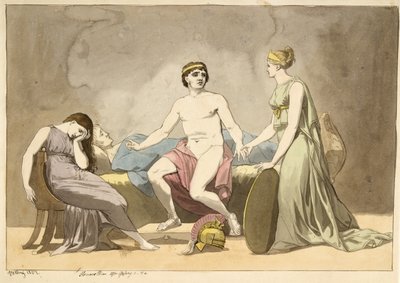 Teti porta armi ad Achille, che piange sul corpo di Patroclo da Christoffer Wilhelm Eckersberg