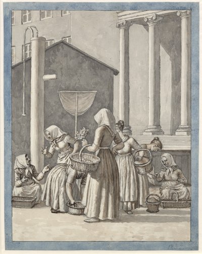 Venditrici di mercato a Copenaghen da Christoffer Wilhelm Eckersberg