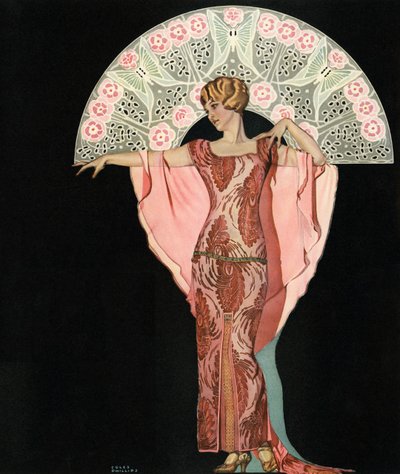 Bellezza Art Deco con un ventaglio di Coles Phillips da C. Coles Phillips