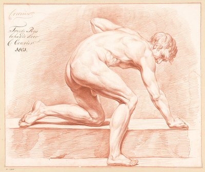 Nudo maschile inginocchiato, visto di lato (2º premio 1801) da C. Courier