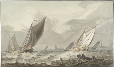 Zuiderzee con Medemblik in lontananza da C. Dietrich (prentmaker)