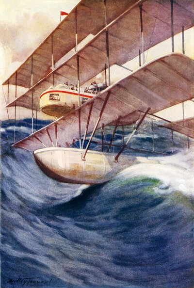 Un aereo del futuro (litografia a colori) da C. Dudley Tennant