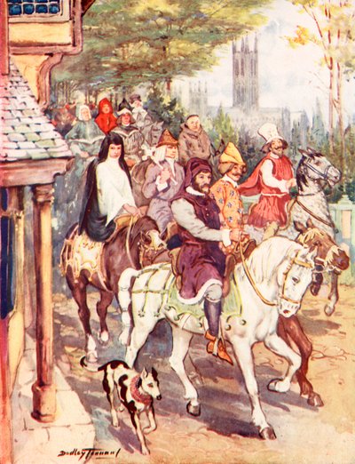 Chaucer in viaggio verso Canterbury con i pellegrini da C. Dudley Tennant