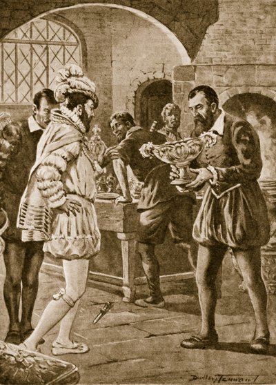 Francesco I che visita Benvenuto Cellini nella sua bottega da C. Dudley Tennant