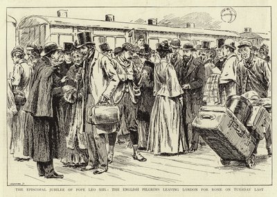 Il Giubileo Episcopale di Papa Leone XIII, i pellegrini inglesi partono da Londra per Roma martedì scorso da C. Hentschell