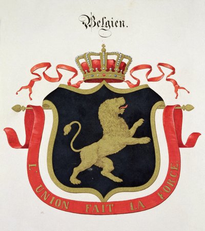 Stemma della Famiglia Reale Belga, da una collezione di acquerelli pubblicata in Germania da C. Hildebrandt