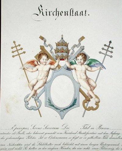 Stemma dello Stato della Chiesa del Vaticano, da una collezione di acquerelli pubblicata in Germania, c.1830-33 da C. Hildebrandt