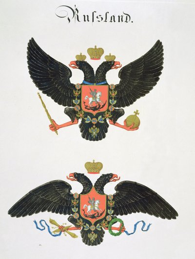 Stemma dello stato della Russia Imperiale, da una collezione di acquerelli pubblicata in Germania, c.1830-33 da C. Hildebrandt