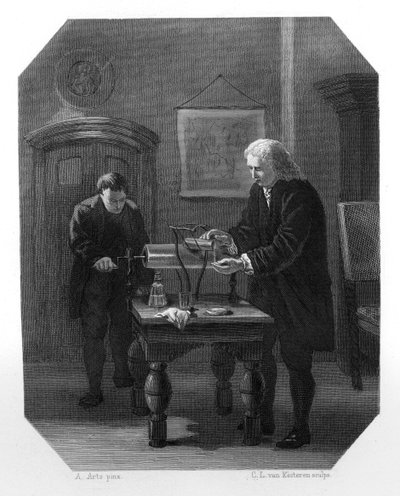Pieter van Musschenbroek e Andreas Cunaeus, scienziati olandesi da Domenico del Barbiere