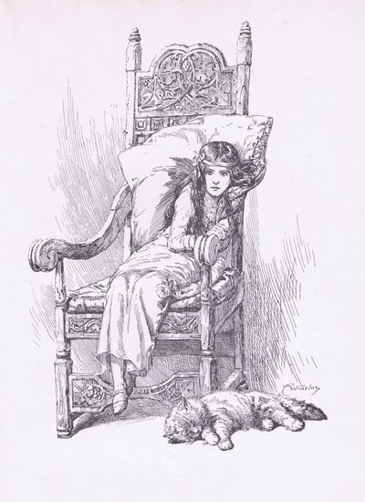 Appoggiato sulla grande poltrona, da The Child of the Air pubblicato da Duckworth da C. Wilhelm