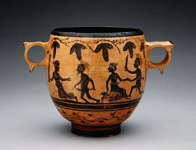 Skyphos con Scene di Parodia, c.430-410 a.C. da Cabirian