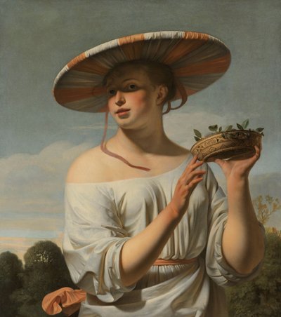 Ragazza con un grande cappello da Cesar Boetius van Everdingen