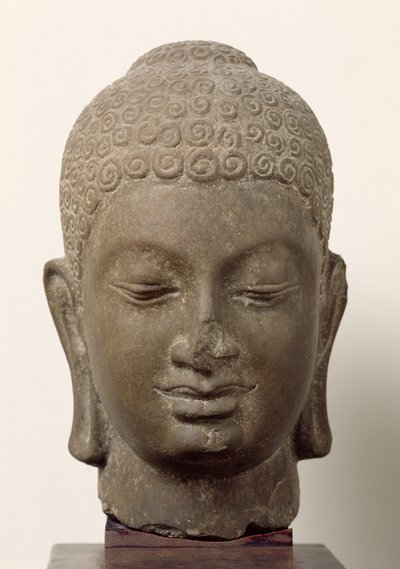Testa di Buddha, da Vat Romlok, Angkot Borei, VI-VII secolo da Cambodian School