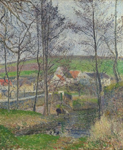 Le rive della Viosne a Osny con tempo grigio, inverno da Camille Jacob Pissarro