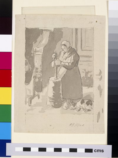 Studio compositivo di una contadina che fa il burro da Camille Jacob Pissarro