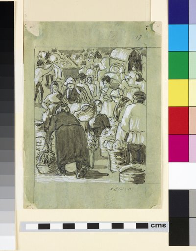Studio compositivo di un mercato da Camille Jacob Pissarro