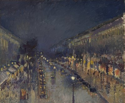 Il Boulevard Montmartre di notte da Camille Jacob Pissarro