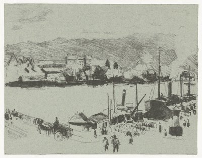 Vista sul molo della Senna a Rouen da Camille Jacob Pissarro