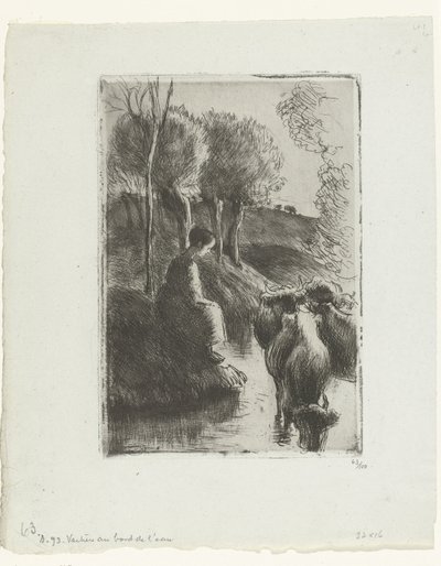 Pastorella con mucche vicino all