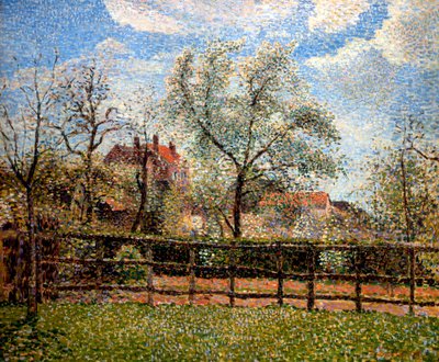 Alberi di pero e fiori a Eragny, Mattina, 1886 da Camille Jacob Pissarro