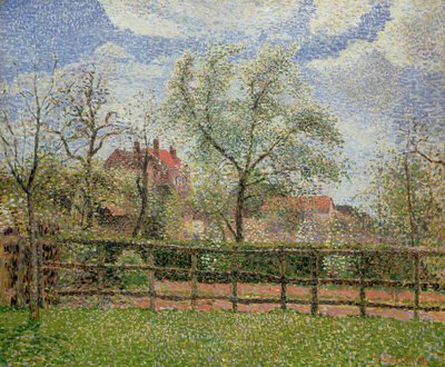 Alberi di pero e fiori a Eragny, mattina, 1886 da Camille Jacob Pissarro