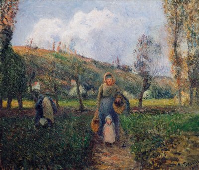 Contadina e bambino che tornano dai campi, Pontoise, 1882 da Camille Jacob Pissarro