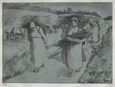 Contadini che trasportano fascine, c. 1896 da Camille Jacob Pissarro