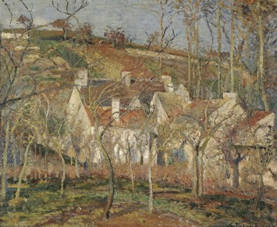 Tetti rossi, angolo di un villaggio, inverno, 1877 da Camille Jacob Pissarro