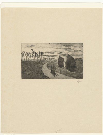 Crepuscolo con covoni da Camille Jacob Pissarro