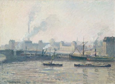 Il Ponte Saint-Sever, Rouen: Nebbia, 1896 da Camille Jacob Pissarro