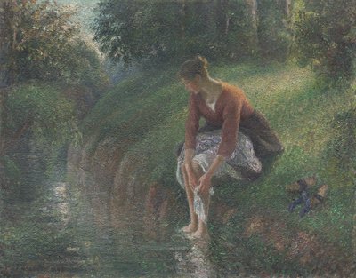 Donna che si lava i piedi in un ruscello, 1894-95 da Camille Jacob Pissarro