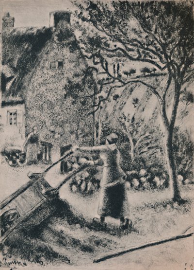 Donna che svuota una carriola, c. 1880, 1946 da Camille Jacob Pissarro